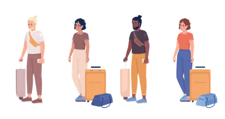 Passagers avec des sacs en attente Pack d'Illustrations