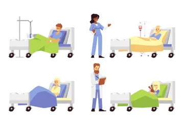 Patients à l'hôpital Pack d'Illustrations