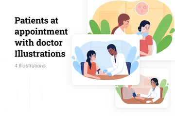 Patients At Appointment With Doctor Illustration Pack