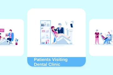 Patients visitant une clinique dentaire Pack d'Illustrations