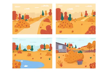 Paysage d'automne Pack d'Illustrations