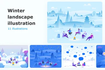 Paysage d'hiver Pack d'Illustrations