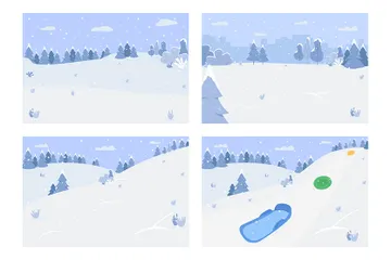 Paysage d'hiver Pack d'Illustrations