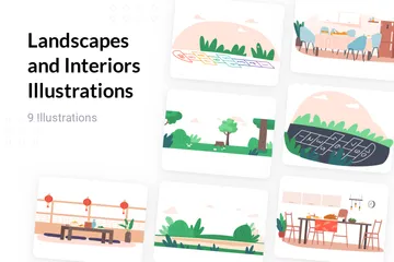 Paysages et intérieurs Pack d'Illustrations