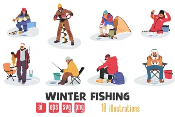 Pêche d'hiver Pack d'Illustrations