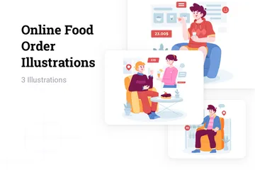 Pedido de comida en línea Paquete de Ilustraciones