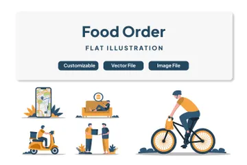 Pedido de comida on-line Pacote de Ilustrações