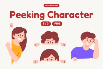 Peeking Character Illustration Pack