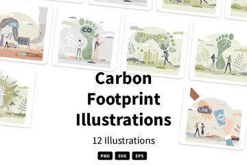 Pegada de carbono Pacote de Ilustrações