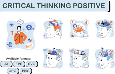 Pensamento Crítico Positivo Pacote de Ilustrações