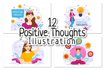 Pensamentos Positivos Pacote de Ilustrações