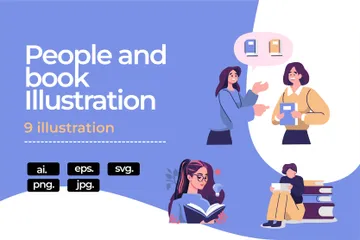 People And Book Activity Illustration Pack