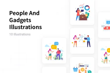People And Gadgets Illustration Pack