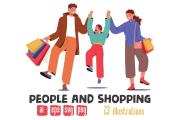 People And Shopping Illustration Pack