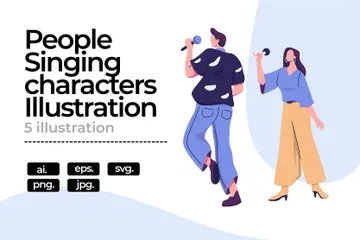People Are Singing Illustration Pack