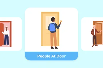 People At Door Illustration Pack