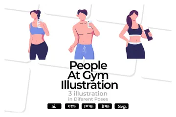 People At Gym Illustration Pack