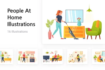 People At Home Illustration Pack