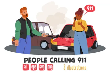 People Calling 911 Illustration Pack