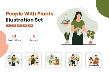 People Caring For Plants Illustration Pack