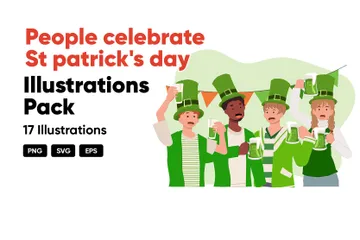 People Celebrate St Patrick's Day Illustration Pack