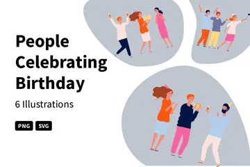 People Celebrating Birthday Illustration Pack