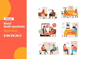 People Consultation With Psychology Illustration Pack