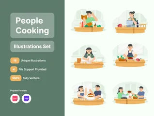 People Cooking Illustration Pack