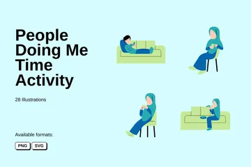 People Doing Me Time Activity Illustration Pack