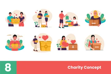 People Donation Of Charity Illustration Pack