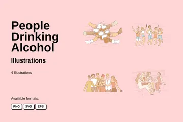 People Drinking Alcohol Illustration Pack