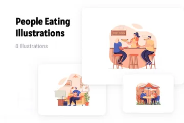 People Eating Illustration Pack