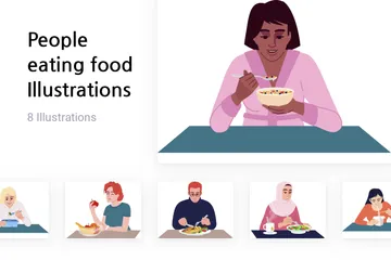 People Eating Food Illustration Pack