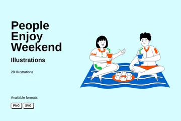 People Enjoy Weekend Illustration Pack