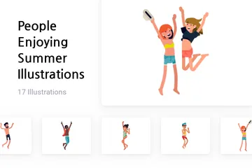 People Enjoying Summer Illustration Pack