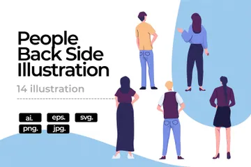People From Back Side Illustration Pack