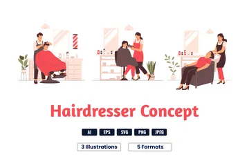 People Hairdresser Styling Illustration Pack