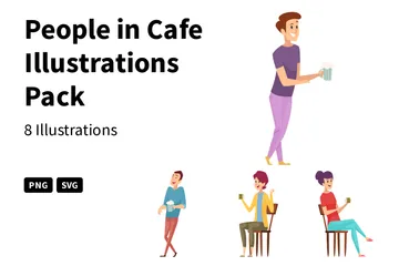 People In Cafe Illustration Pack