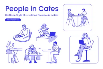 People In Cafe Illustration Pack