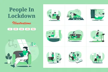 People In Lockdown Illustration Pack