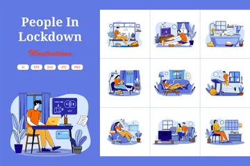 People In Lockdown Illustration Pack