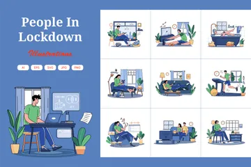 People In Lockdown Illustration Pack