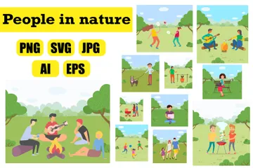 People In Nature Illustration Pack