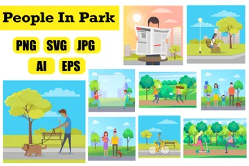 People In Park Illustration Pack