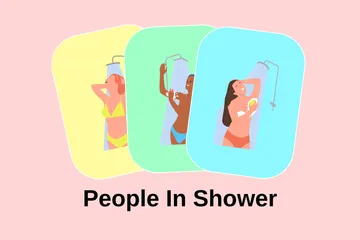 People In Shower Illustration Pack