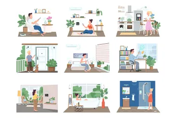 People In Smart Homes Illustration Pack