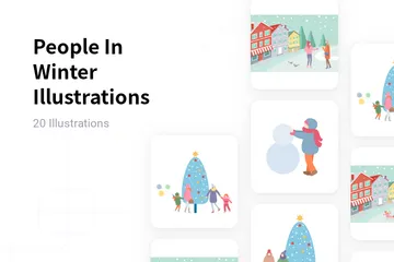 People In Winter Illustration Pack