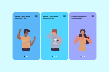 People Listen Music Illustration Pack