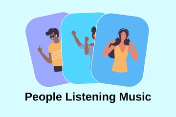 People Listening Music Illustration Pack