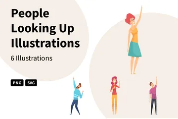 People Looking Up Illustration Pack